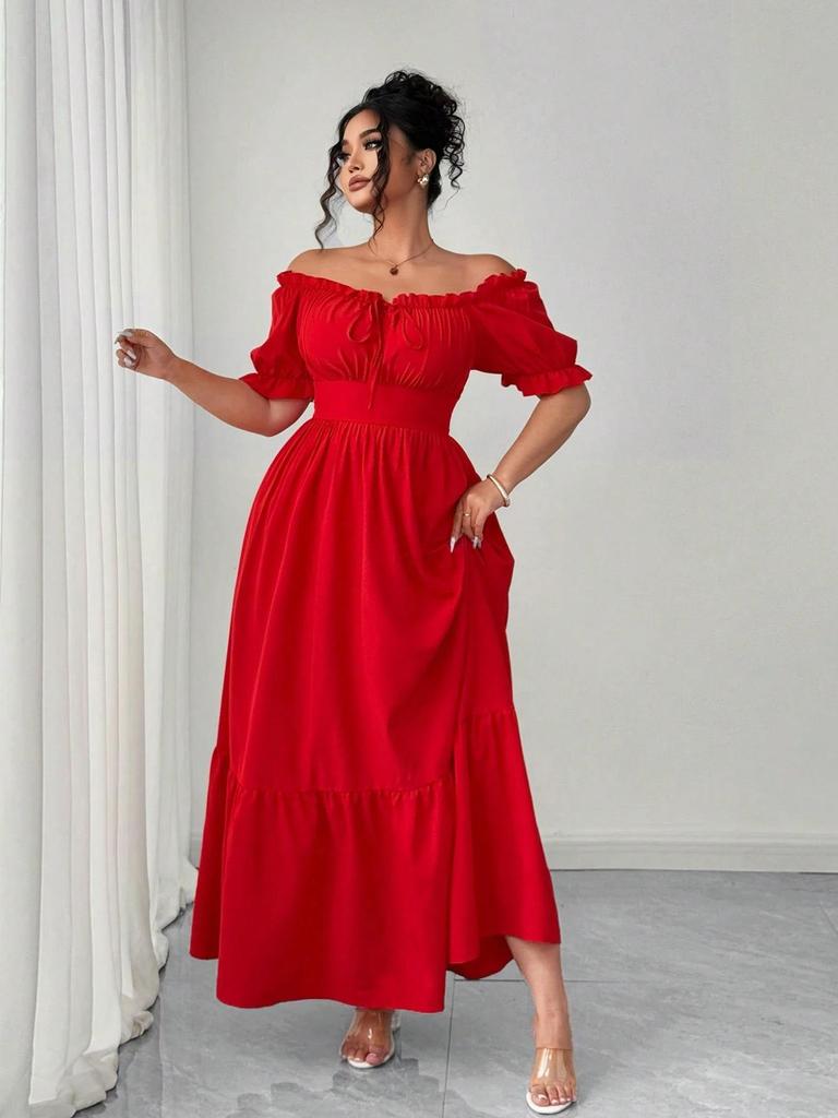 2026 Summer Plus Size Women's Sexy Backless V-Neck Short-Sleeve Dress