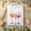 Colorful Wine Glass T Shirt Watercolor Art Lover A482 Vintage Washed Unisex Stretched Versatile Fashion Graphic Breathable
