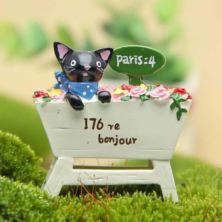 Small Fresh Black Cat Rose Garden Plant Pot Ornament For Home Office Gifts And
