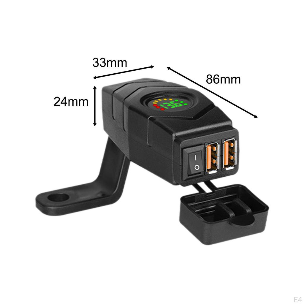 Motorcycle Phone Charger Quick Disconnect Double USB Adapter for Phones