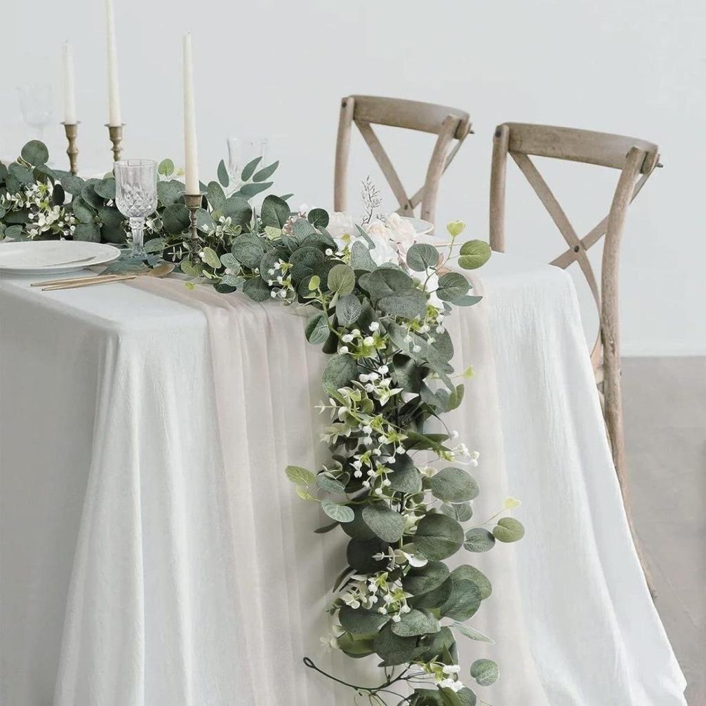 Rattan Eucalyptus & Baby's Breath Greenery Door Hanging Ivy Vine for Wedding & Home Decor