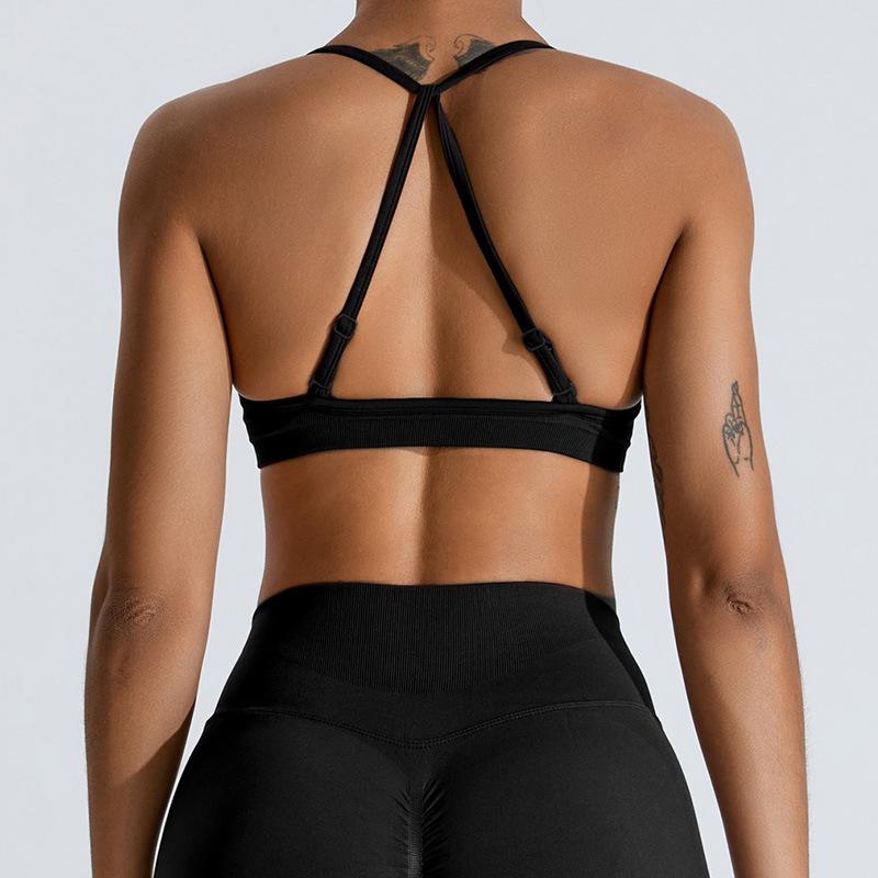 New Chest Pleated Sexy Yoga Bra For Women, Seamless Back Sports Bra, Quick Drying Running And Fitness Suit