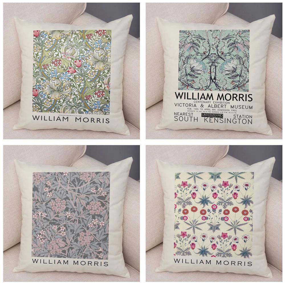 William Morriso Casual Pillowcase Double Print Decor Vintage Flower Boh Pillow Case for Sofa Car Home Plush Nordic Cushion Cover