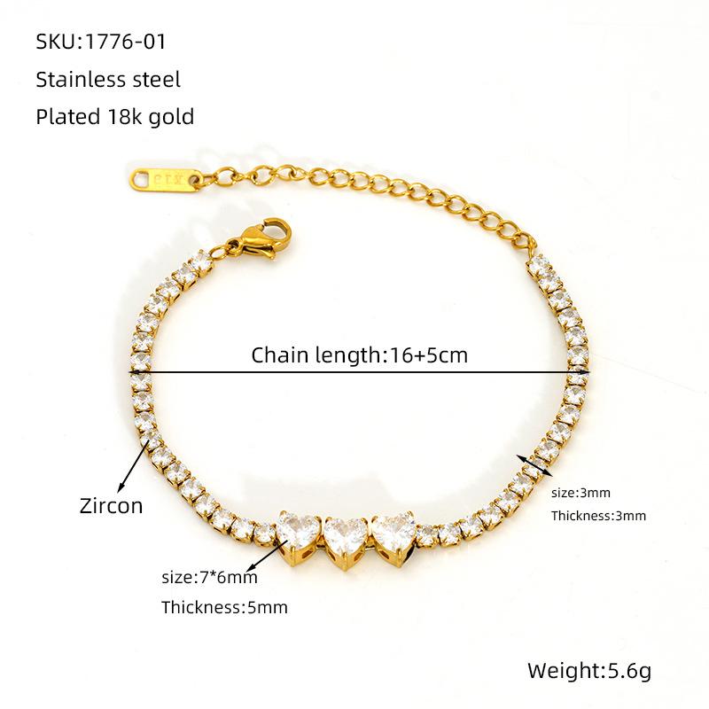 2026 European and American Zircon Tennis Chain Bracelet Women's Full Diamond Ins Niche Design Light Luxury High-end Jewelry