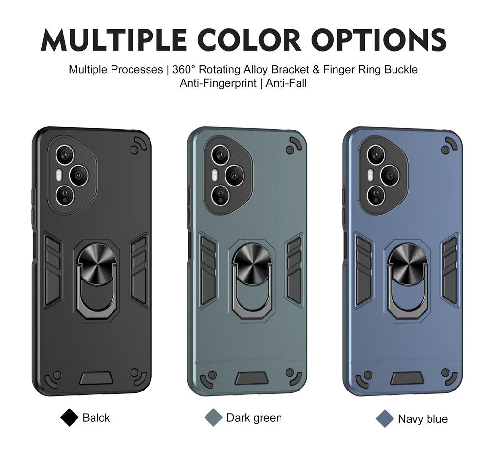 KEYSION Shockproof Armor Case for HONOR 400 Pro 5G Soft Silicone+PC Metal Ring Stand Phone Back Cover for Huawei Honor 400 5G