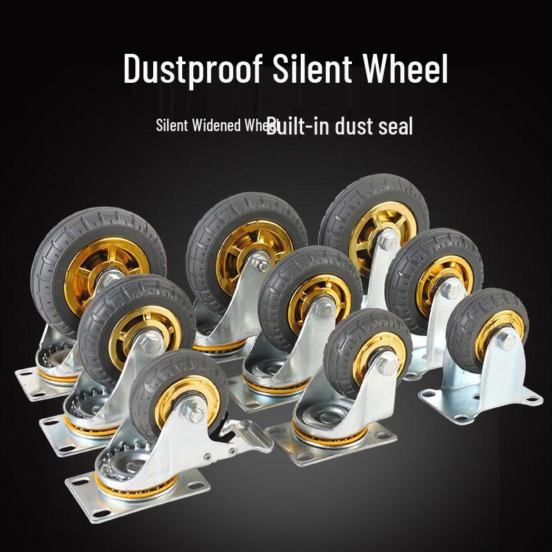 Schwerlast-Gummi-Lenkrollen mit Bremse - Doppelt gelagert, Größen 3/4/5 Zoll