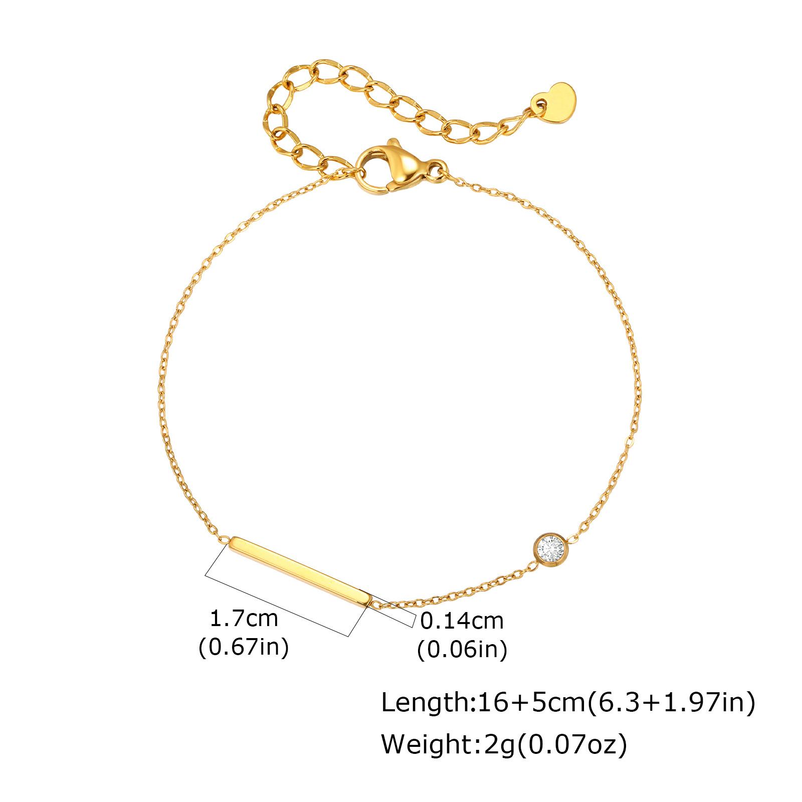 

Stainless Steel Gold Plated Chain Bracelet for Women, Shiny CZ Zircon Charm Hand Jewelry, Fashion Dainty Gift