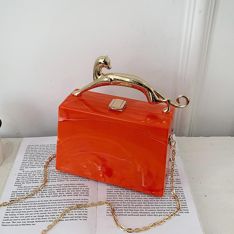 Fashion acrylic box bag  new European and American candy color portable dinner bag chain messenger bag