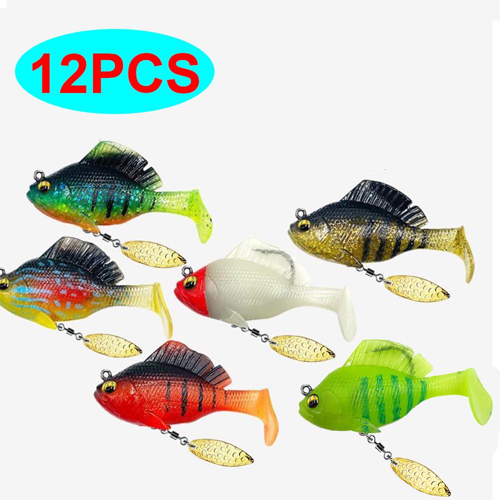 Angeln Weichköder Bleibeschwert Weitwurf Bissfest Haken Wirbelblatt T-Schwanz mit 3D Farbigen Fischauge Blutrillenhaken