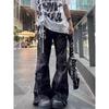 Damen Y2k Baggy Schlagjeans Harajuku Japanischer 2000er Stil Patchwork Denim Hose Vintage Oversize Cargo Jeans Hose Kleidung
