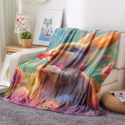Rabbit Print Flannel Blanket, High Quality Comfortable for All Seasons, Home Decor, Warmth and Comfort, Perfect for Christmas Gifts