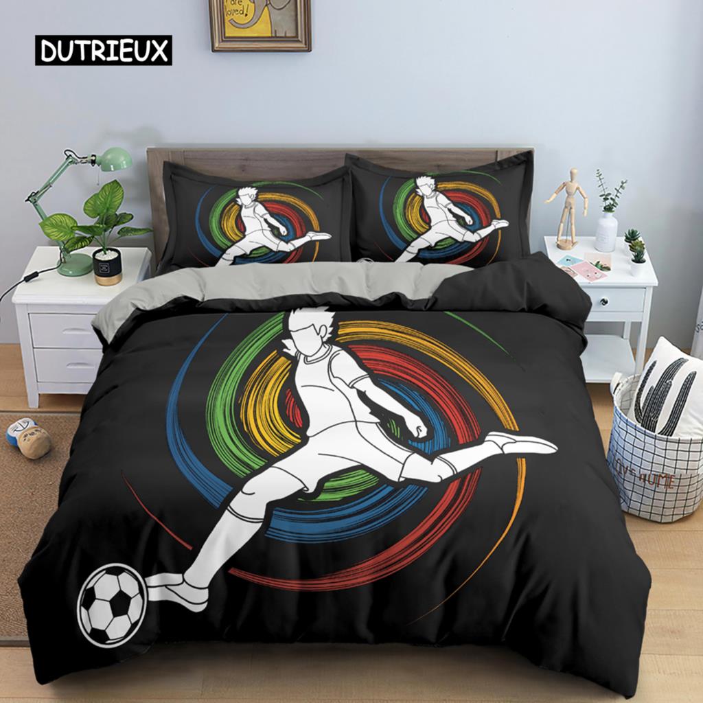 Sport Player King Queen Duvet Cover Skiing Action Bedding Set Teens Adults Extreme Sport Soft Black 2/3pcs Polyester Quilt Cover