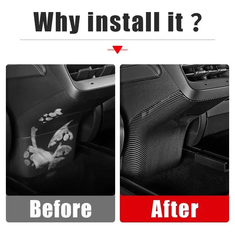 Car Rear Air Condition Outlet Vent Frame Trim For Tesla Model Y Model 3 2024 Anti-Kick Cover Accessories