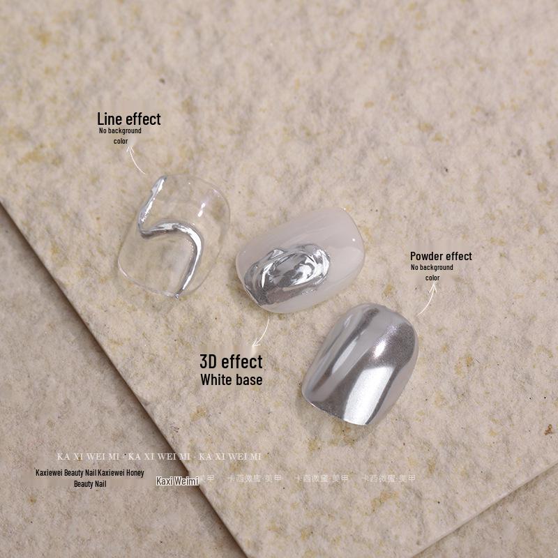 Kaxiewei Nail Art Mirror Powder - Clear, Whitening Silver, Translucent Finish, Salon Exclusive