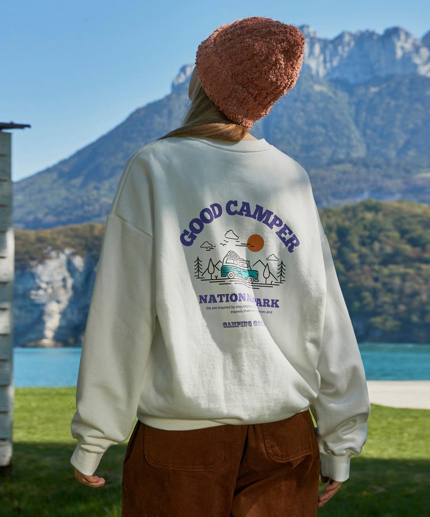Peullukeu Good Camper Slogan Sweatshirt White Fmt3050-Z