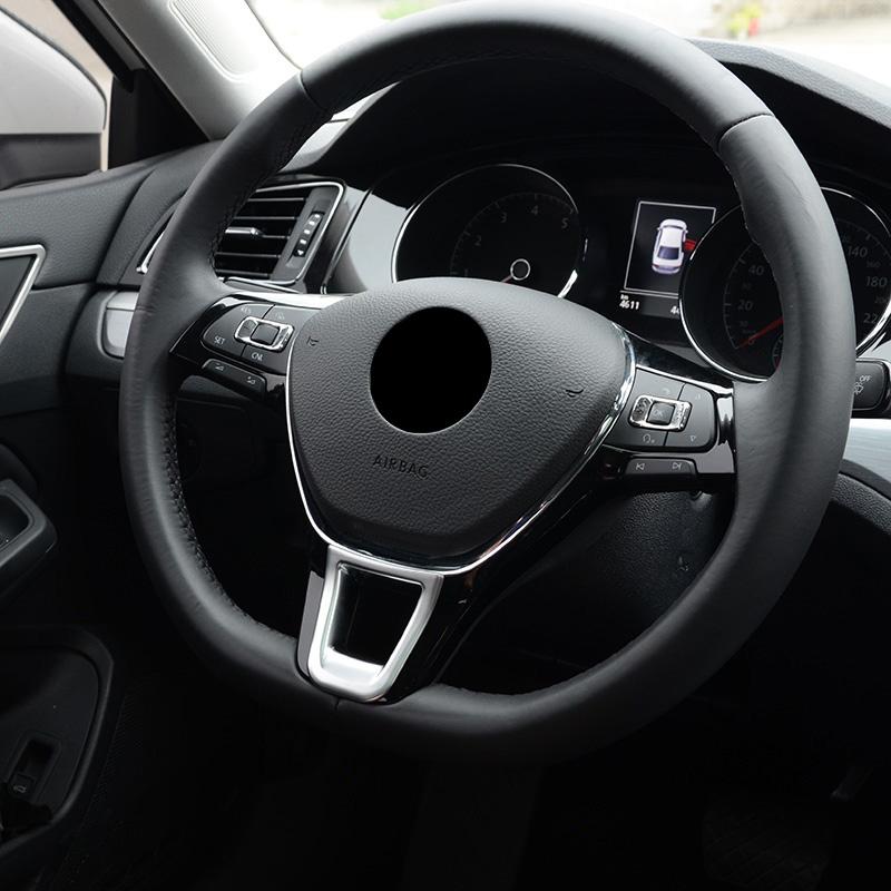 Silver Car Steering Wheel Decor Cover Frame Trim For VW Volkswagen  Teramont Atlas TROC Tiguan MK2 2017 2018 Styling