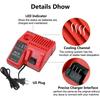 Battery Charger For Milwaukee 12 V 14.4V 18V 48-11-1852 48-11-1820 48-11-1840 48-59-1813 M&18 M&14 M&12 Lithium Battery