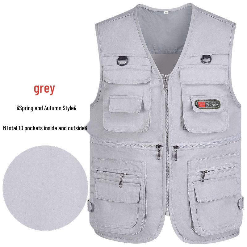 

Мужской джинсовый жилет большого размера черного цвета - Без рукавов, с несколькими карманами, для весны и осени (Более 200 цзиней) 3XL 145-170 Jin