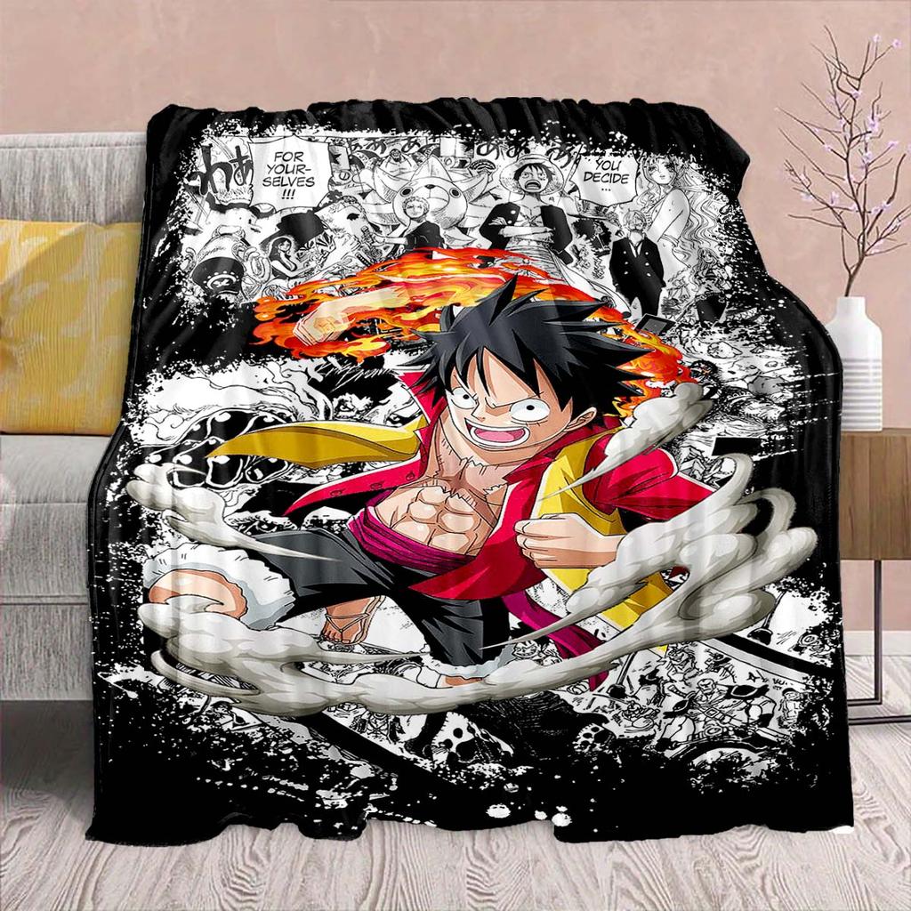 One Piece Anime Flaneldecke - Weich Warm Perfekt für Sofa, Bettwäsche Camping Reisen Büro Heimdekoration -QJY