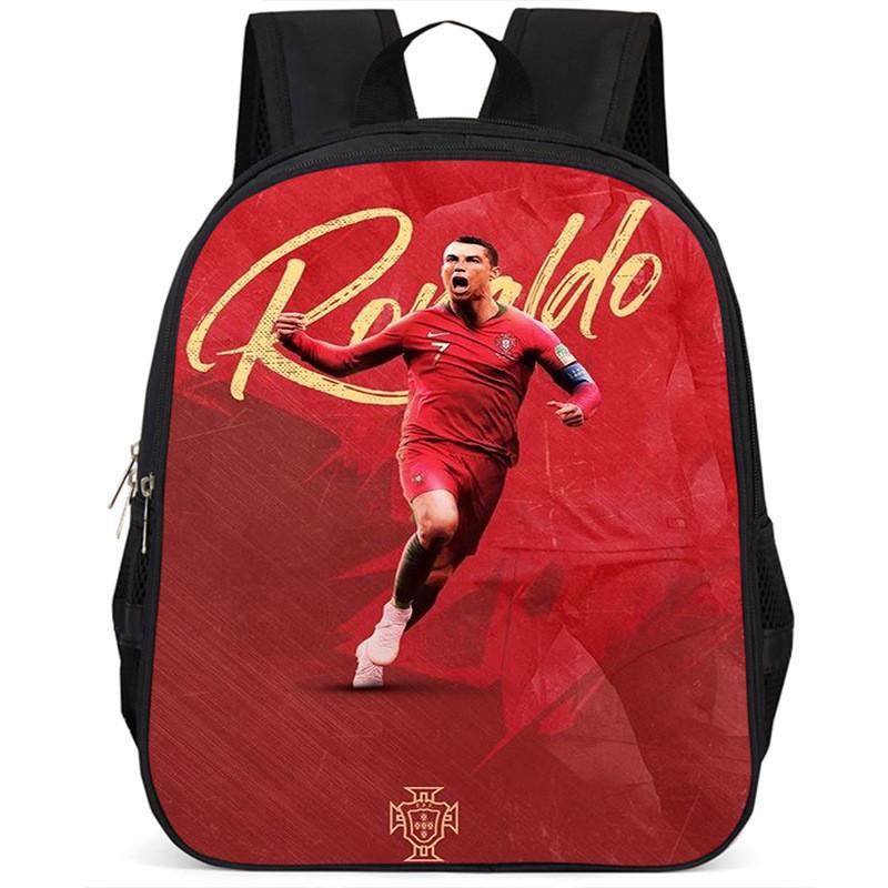 Spacious 15 Inch Cristiano Ronaldo School Backpack For Kids Lightweight Oxford Fabric