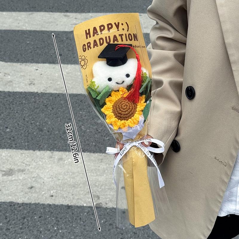 Sunflowers Flowers Graduation Bouquets Mother s Day Gifts Artificial Crocheted Flower Bouquet Graduation Gifts Room Decoration