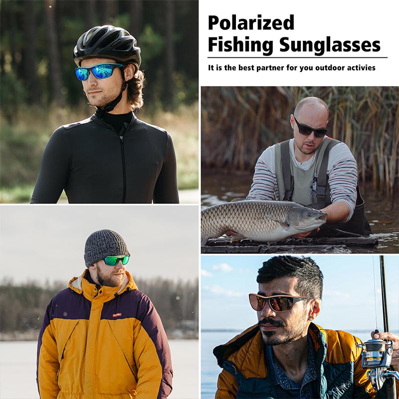 WOWSUN Polaryzacyjne Okulary Sportowe dla Mężczyzn Kobiet, Wędkowanie Jazda Prostokątne Gogle Ochrona UV400 AA122