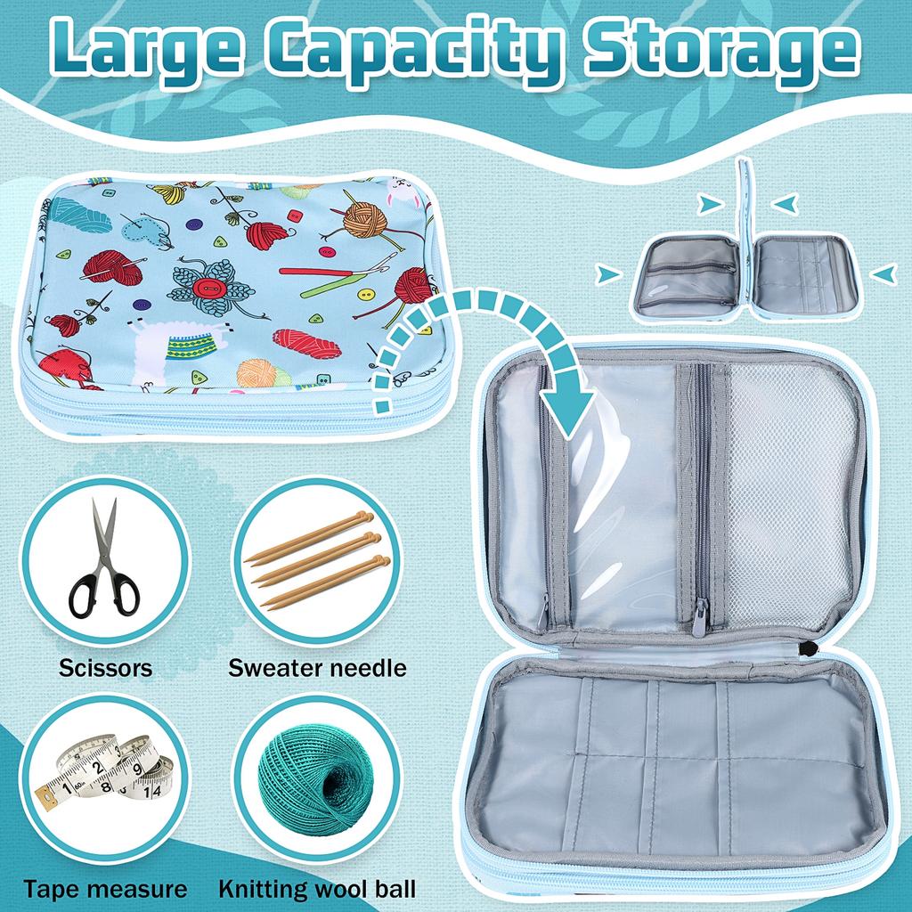 A20F-Empty Knitting Needles Case Travel Storage Organizer Storage Bag For Circular Knitting Needles And Accessories Kit Bag