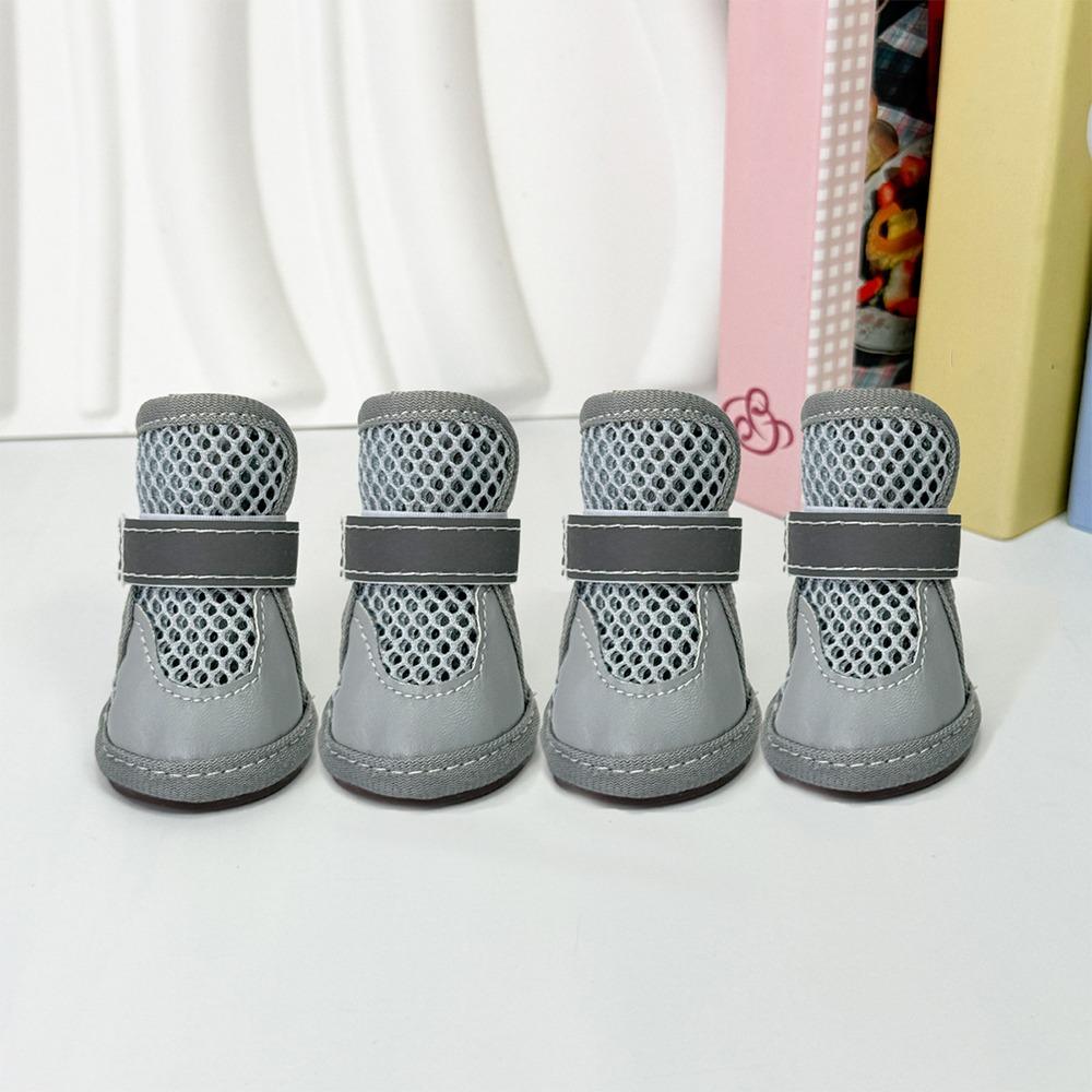4Pcs Non-Slip Pet Net Boots Breathable Dog Paw Protectors Fashion Puppy Foot Covers All-season Use