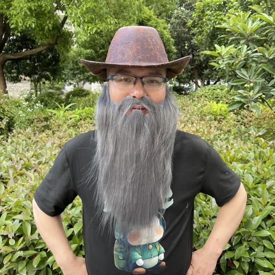 Fake Beard Role-playing Costume Old Man Mustache Beard with Elastic Rope Facial Hair Accessory for Halloween Cosplay Party Supplies
