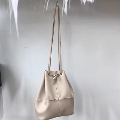 Korean Handbags Fashion Soft Leather Drawstring Shoulder Bag Retro Autumn/winter Small Women Crossbody Bag Drawstring Bucket Bag