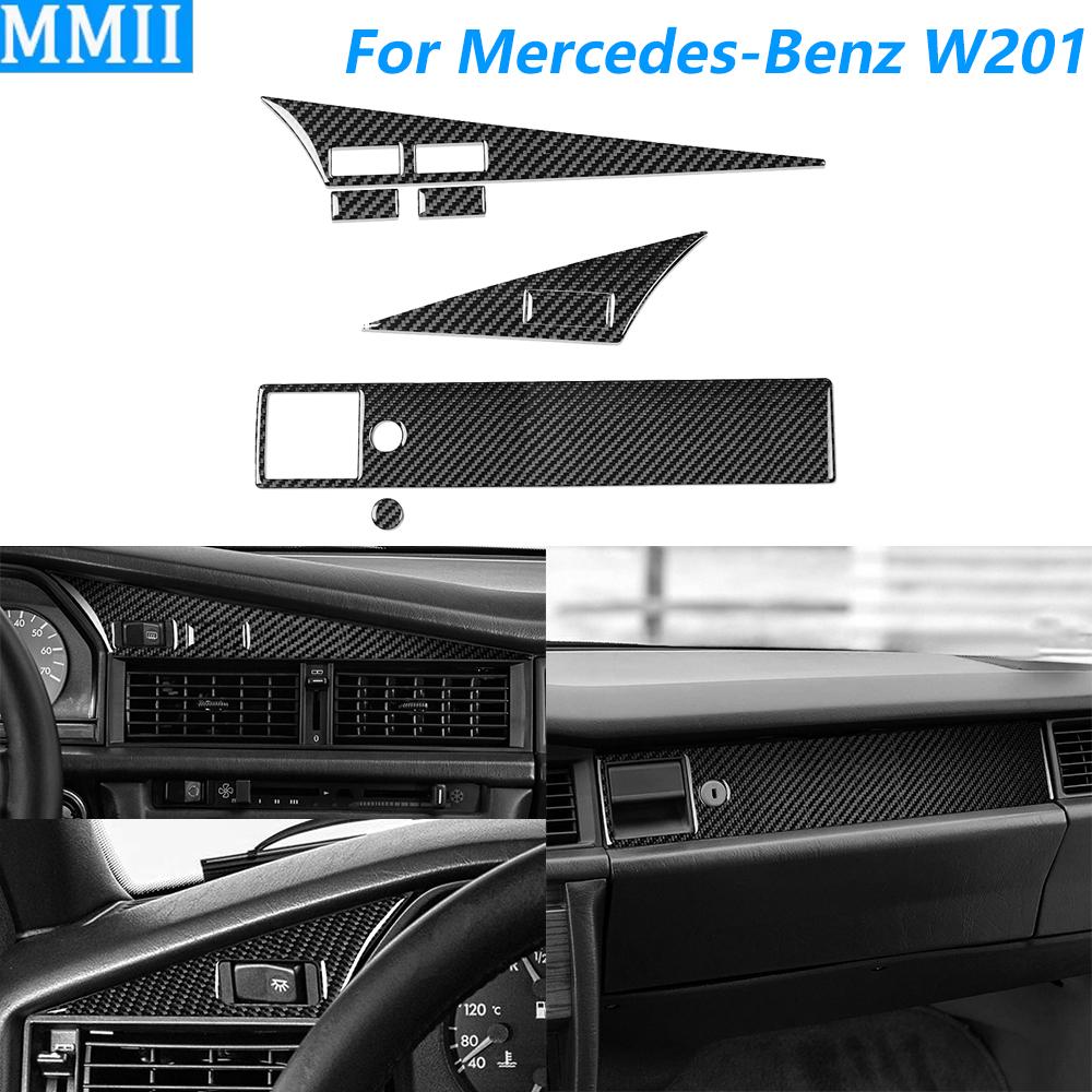 For Mercedes-Benz W201 190 190E 190D 1982-1993 Carbon Fiber Central Control Instrument Panel Trim Set Car Accessories Sticker