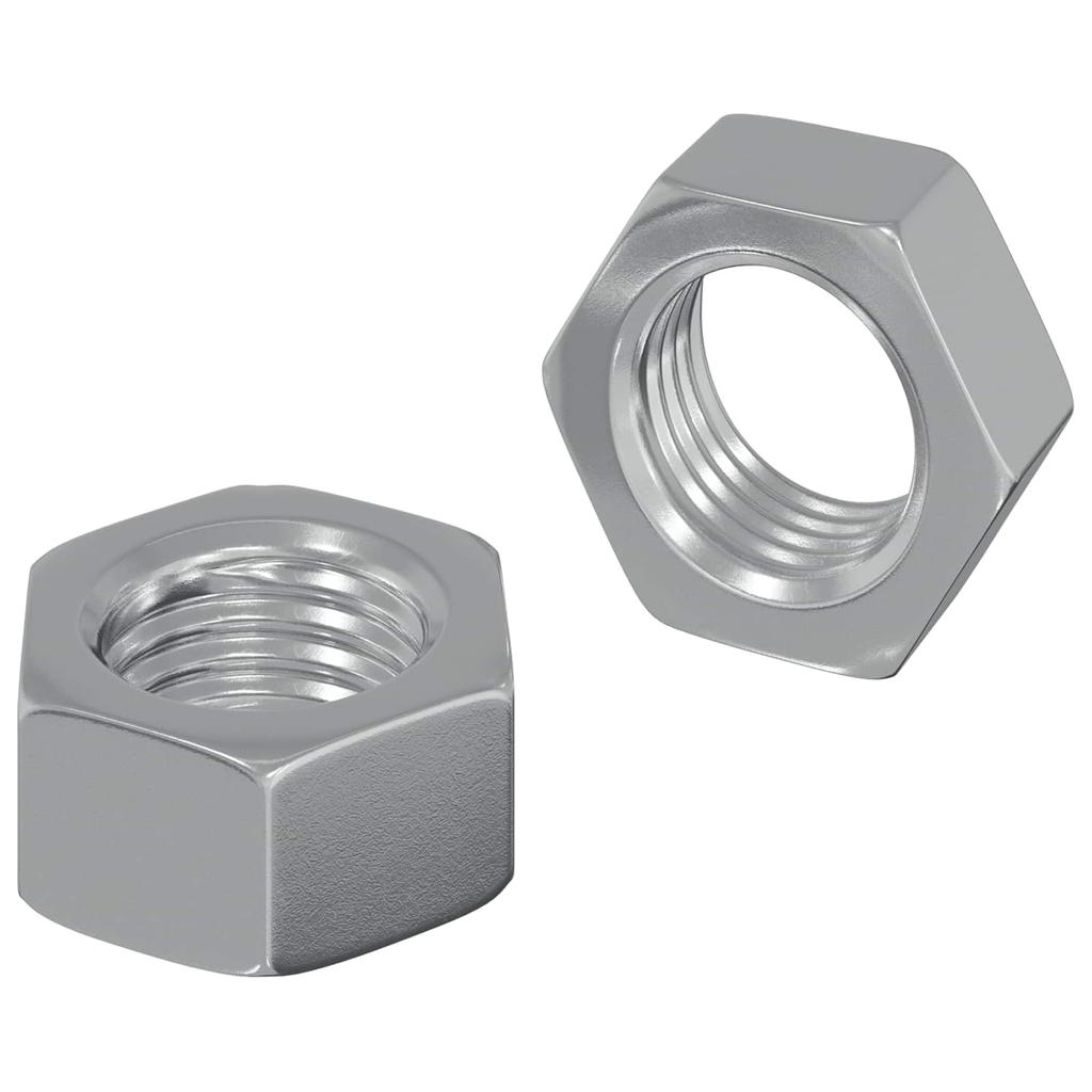 Hex Nut 2 Pcs Silver M6 Metal