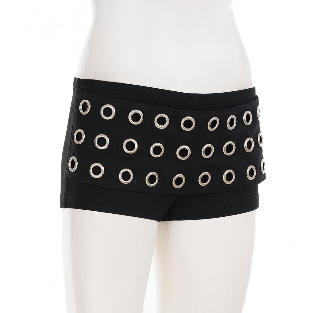 Dames Gotische Punk Uitgesneden Oogjes Eén Schouder Top & Short Set