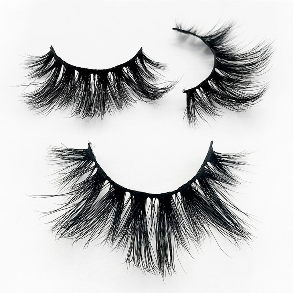 25MM False Eyelashes Dramatic Volume 3D Mink Lashes Long Thick Soft Reusable 1 Pair Faux Lashes Natural Look