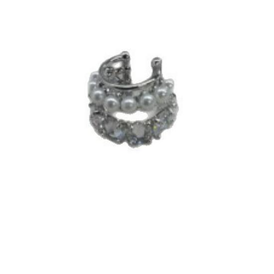 Zircon Geometric Pearl Ear Cuff - Elegant, Luxurious, and Versatile.