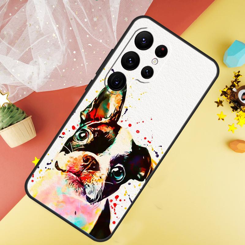 Boston Terrier Dog Case For Samsung Galaxy S23 Ultra S24 S22 S20 S21 FE Note 10 20 Ultra S8 S9 S10 Plus Cover