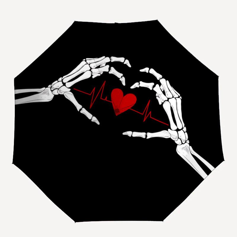 

1pc Heartbeat Skeletons Automatic Open/close Umbrella, 8-Rib sturdy structure, Auto Folding/Opening, Portable Travel Umbrella for Women,167