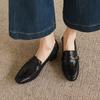 Krazing Pot Sheepskin Round Toe Thick Med Heels Spring Shoes Slip On Big Size 42 Metal Flowers Women Pleated Pumps