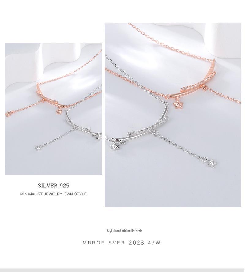 S925 Sterling Silver Knotted Starburst Necklace, Fairy Style Clavicle Chain, Internet Celebrity Inspired Design.