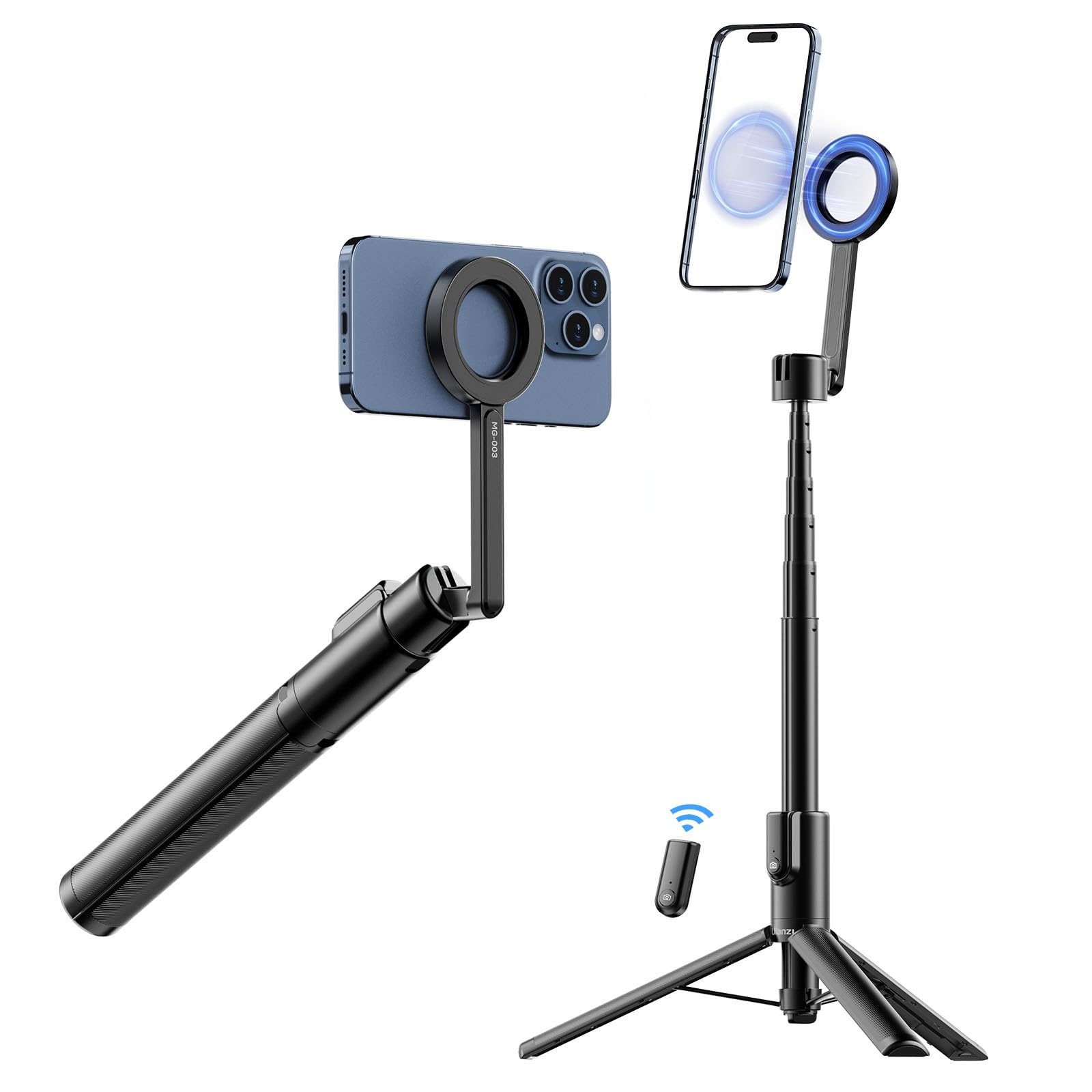 

Ulanzi Smartphone Tripod for Selfie Smartphone 7 Levels of Angle Bluetooth Remote Control One Aluminum Selfie Magsafe Compatible with Compatible with