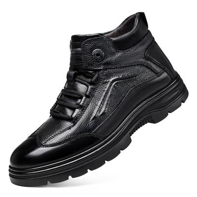 Moda Invierno Terciopelo Negro Cálido Botas de Nieve para Hombre Diseñador Suela Blanda Casual Zapatos de Algodón Moda Cuero de Vaca Antideslizante Botines para Hombre
