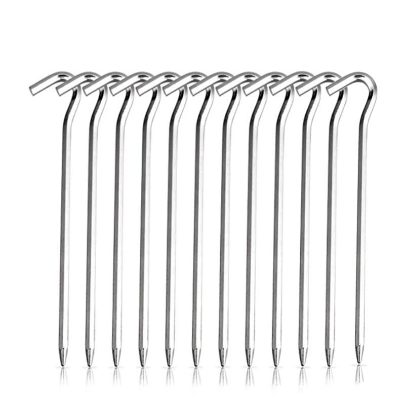 

12 Pcs Metal Heavy Duty Camping Pegs Anchors Stakes Tent Canopy Stakes for Pitching Camping Tent, Canopies Durbable 1