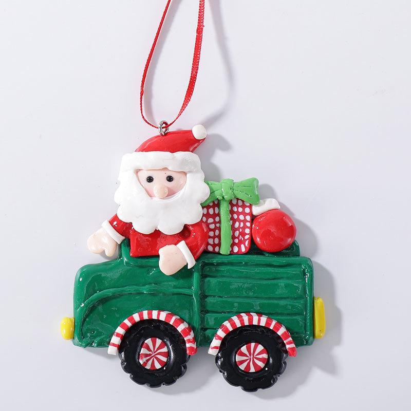 Santa Claus Snowman Reindeer Car Ornament Christmas Tree Cartoon Ornament Home Holiday Party Decoration Christmas Tree Ornament B