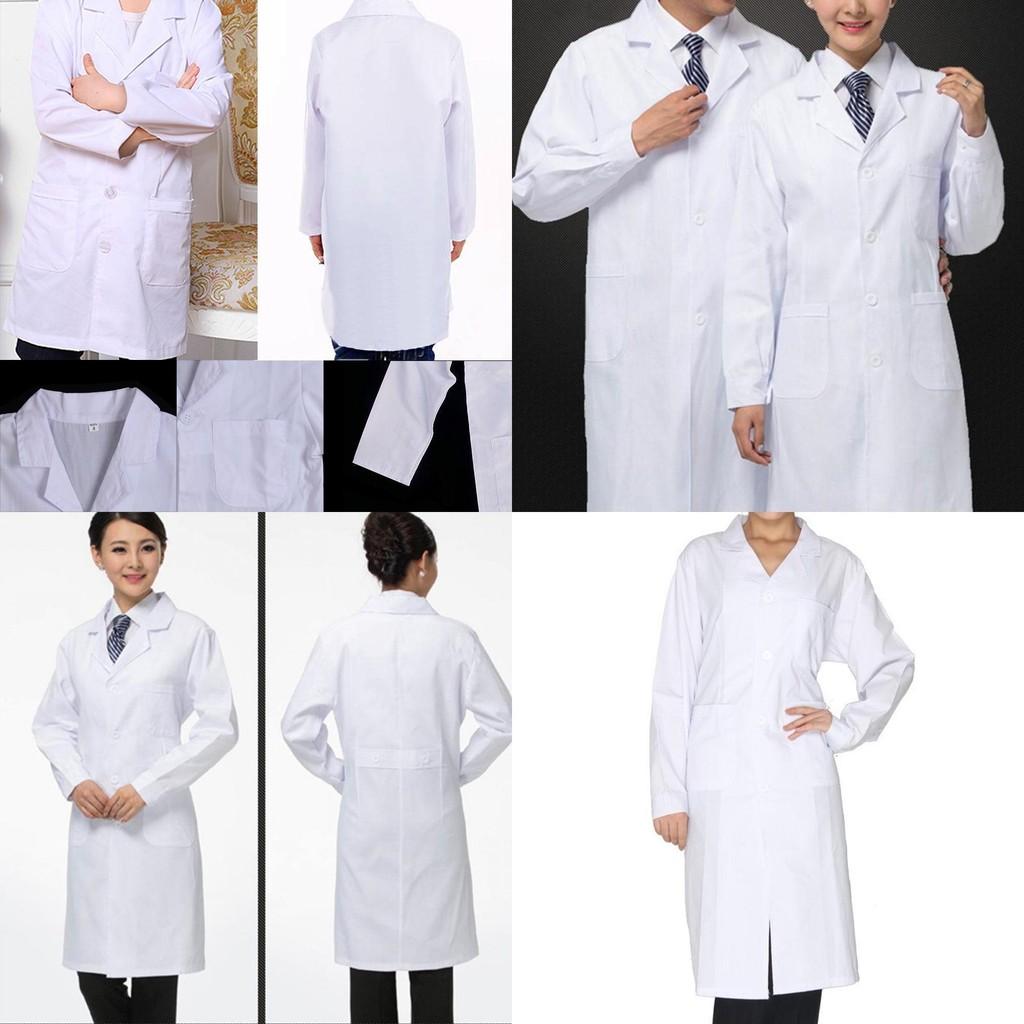 Unisex Doctor Nurse Workwear Long Sleeve Short Sleeve Lab Coat White Winter Summer