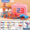 351stk/211stk Children DIY Tool Toys Set Electric Drill Screw Nuts Puzzle Toy Pretend Play Tool Kits 2D/3D Educational Toy