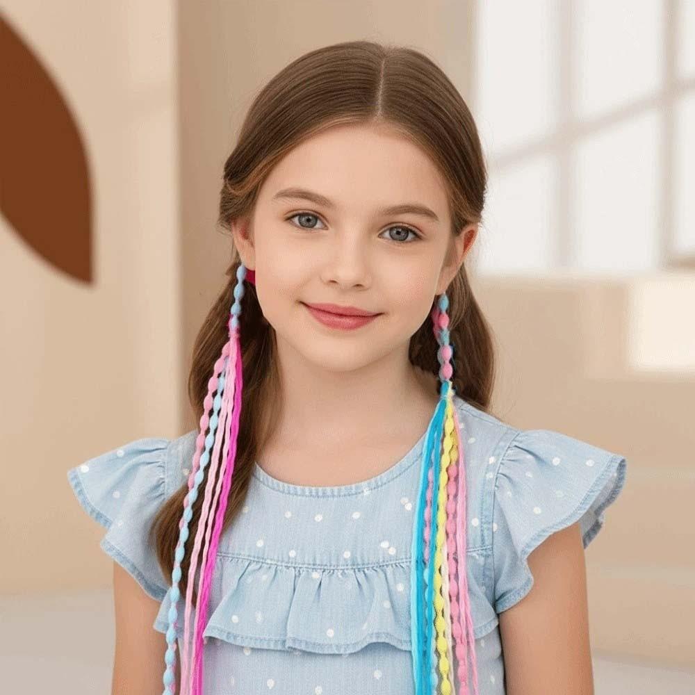 12pcs Tangle-Free Design Braided Hair Extensions Colorful Ponytail Holders  Fashion-Forward Tweens
