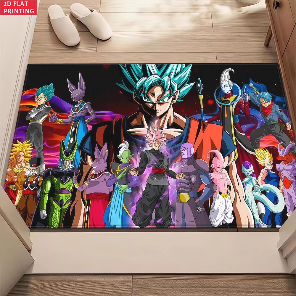 Anime Super Saiyan & Villains Group Doormat, 2D Print Floor Mat, Entrance Rug for Bathroom Living Room Kitchen Home Decor Gift