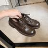 Grape mother autumn and winter new platform loafers women wear uniform leather shoes washed soft leather British style shoes women