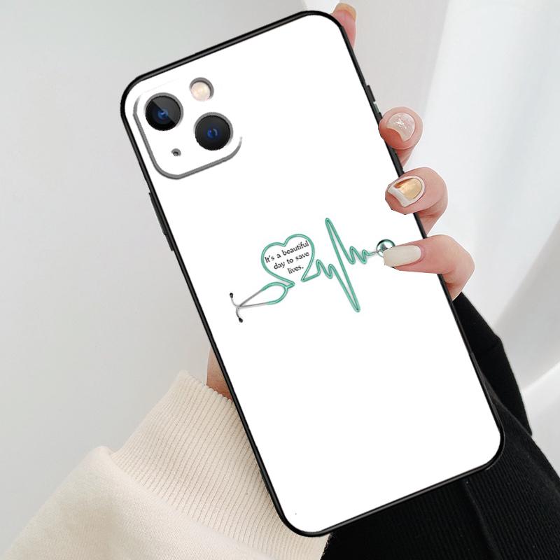 Cute Stethoscope Heart Phone Case For iPhone 17 Pro Max 16 15 11 13 12 14 Pro Max mini 15 16 Plus 16e 17 Air Cover