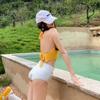 1011 New Korean Version Cute Girl High Waist and Thin Sexy Hot Girl Neck Backless Beach Vacation Style Swimsuit Woman